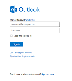 Outlook SignIn Screen