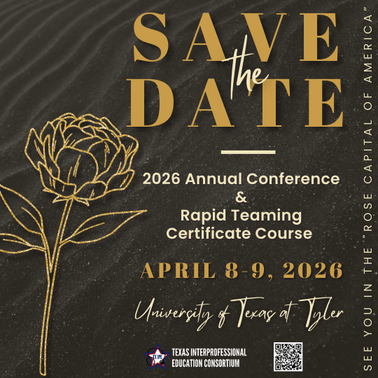 Texas IPE Consortium 2024 IPE facilitator certificate course, networking dinner and annual meeting save the date flyer